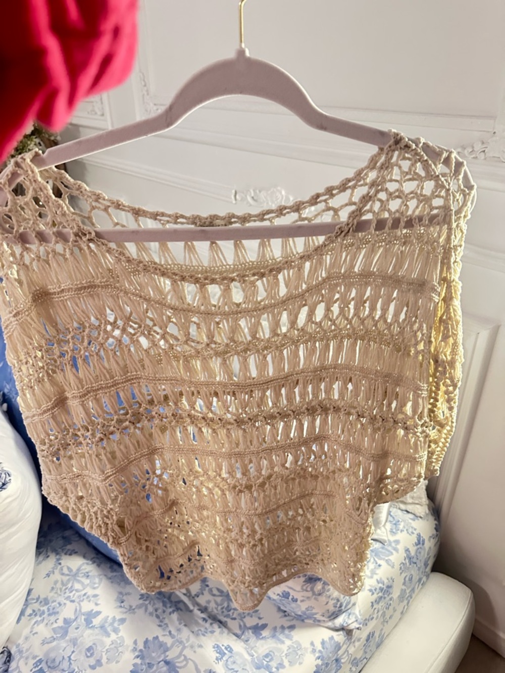 Brandy Melville Beige Crochet Knit Top